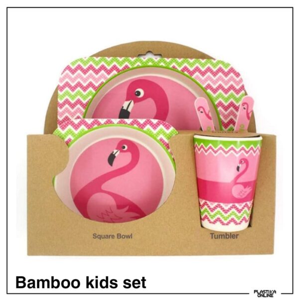 Bamboo kids set FLAMINGO