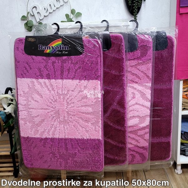 PINK DUO 2/1 Set Tepih prostirki za kupatilo sa gumiranom neklizajućom podlogom