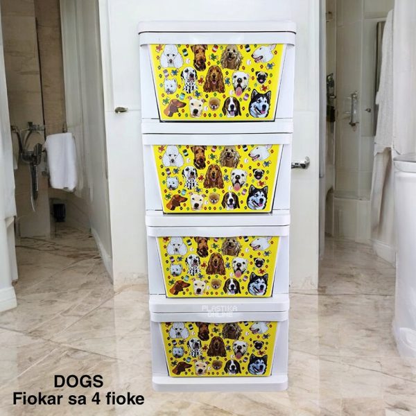 DOGS Fiokar sa četiri fioke 1, veliki plastični fiokar, fiokar sa četiri fioke, stabilan plastični fiokar, fiokar za odlaganje