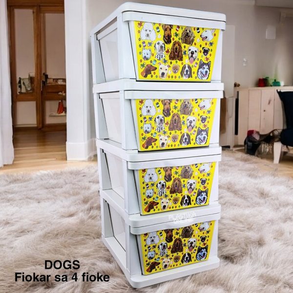 DOGS Fiokar sa četiri fioke 1, veliki plastični fiokar, fiokar sa četiri fioke, stabilan plastični fiokar, fiokar za odlaganje