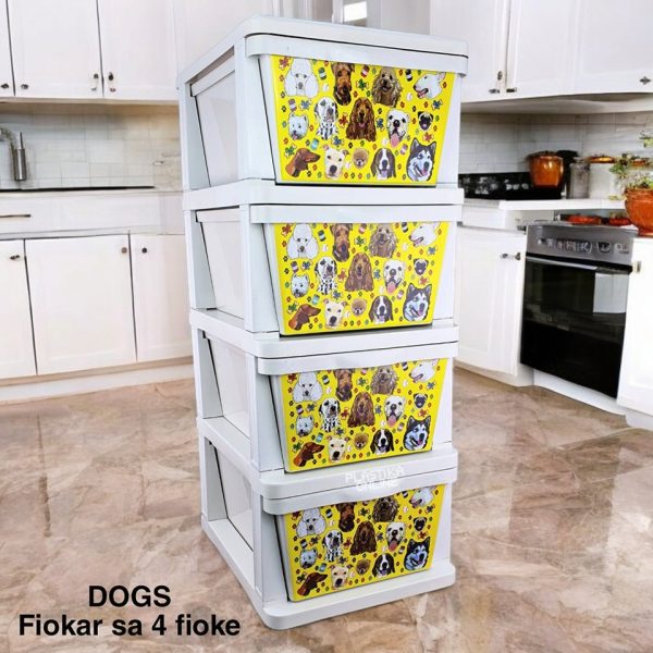 DOGS Fiokar sa četiri fioke 1, veliki plastični fiokar, fiokar sa četiri fioke, stabilan plastični fiokar, fiokar za odlaganje