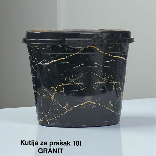 Kutija za prašak 10L, Plastična kutija za prašak, Kutija za prašak sa čvrstim poklopcem, Kutija za deterdžent 10L , Plastična kutija sa poklopcem za prašak, korpa za prašak 10L granit