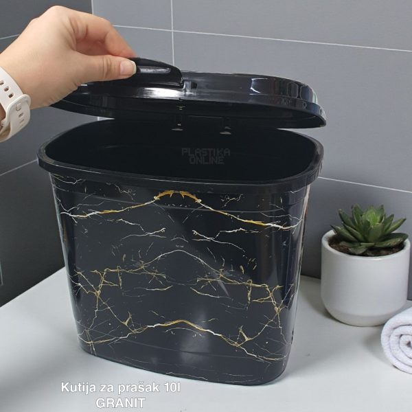 Kutija za prašak 10L, Plastična kutija za prašak, Kutija za prašak sa čvrstim poklopcem, Kutija za deterdžent 10L , Plastična kutija sa poklopcem za prašak, korpa za prašak 10L granit