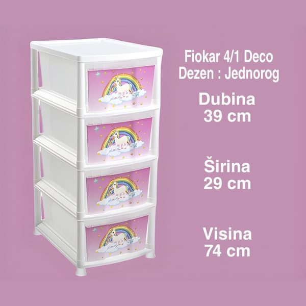 JEDNOROG VIŠENAMENSKI FIOKAR DECO SA APLIKACIJOM SA ČETIRI FIOKE