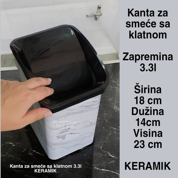 Kantica za smeće sa klatnom 3,3l , Korpa za smeće, Kanta za otpadke sa klatnom, Mala kantica sa klatnom keramik