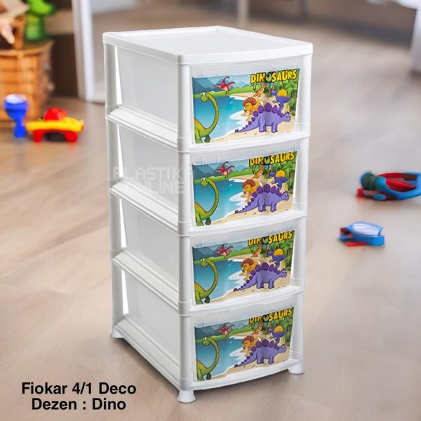 DINO VIŠENAMENSKI FIOKAR DECO 1/4 SA APLIKACIJOM Fiokar 4 DINO VIŠENAMENSKI FIOKAR 4 Visenamenski fiokar fiokar sa 4 fioke, dečiji fiokar, plastićni raf , plasticni fiokari 