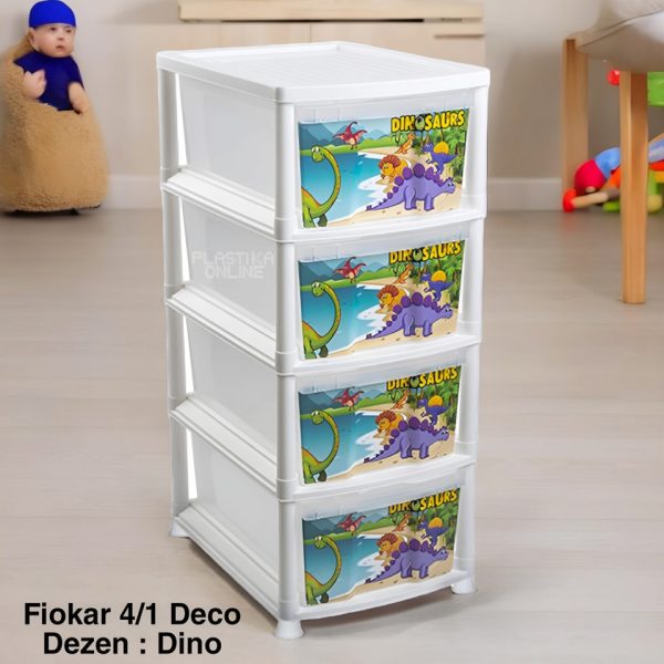 DINO VIŠENAMENSKI FIOKAR DECO 1/4 SA APLIKACIJOM Fiokar 4 DINO VIŠENAMENSKI FIOKAR 4 Visenamenski fiokar fiokar sa 4 fioke, dečiji fiokar, plastićni raf , plasticni fiokari 
