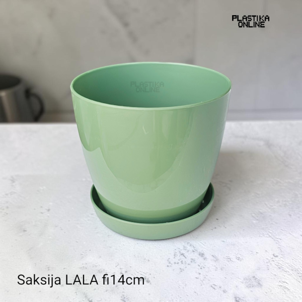 Plastična saksija sa tacnom fi14cm LALA zelene boje