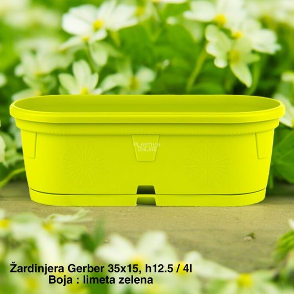 Žardinjera GERBER 35 X 12,5cm , 4l , plasticne zardinjere , zardinjere za terasu, balkonske zardinjere