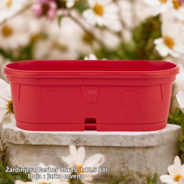 Žardinjera GERBER 35 X 12,5cm , 4l , plasticne zardinjere , zardinjere za terasu, balkonske zardinjere