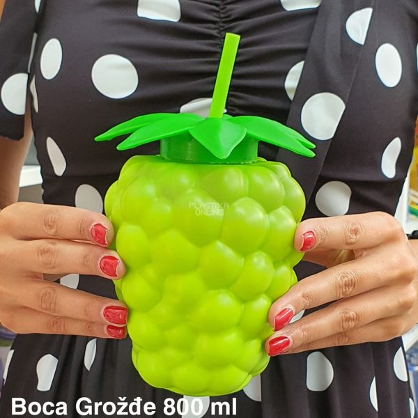 Boca sa slamkom 800 ml - groždje , plasticna boca za vodu , boca sa slamcicom