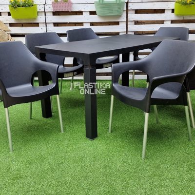 Baštenski set ORFESTEL - ( 6 stolica stela i sto orfeo 140cm) - ANTRACIT