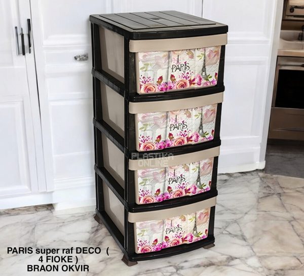 paris super raf , fiokar, fiokari, plasticni fiokari, deciji fiokari, fiokar za kupatilo, fiokar za kuhinju paris braon