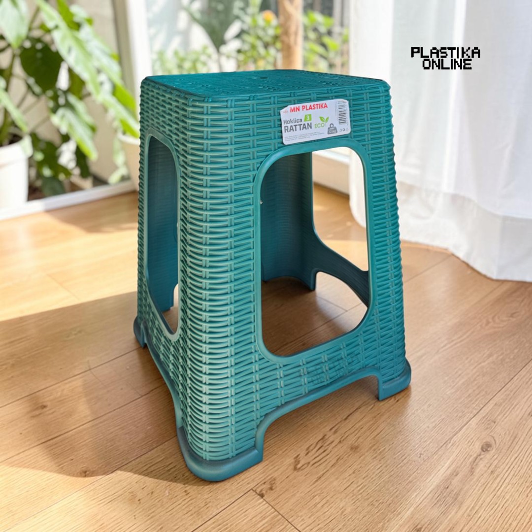 Plastična hoklica ratan MN visina 46cm zelena