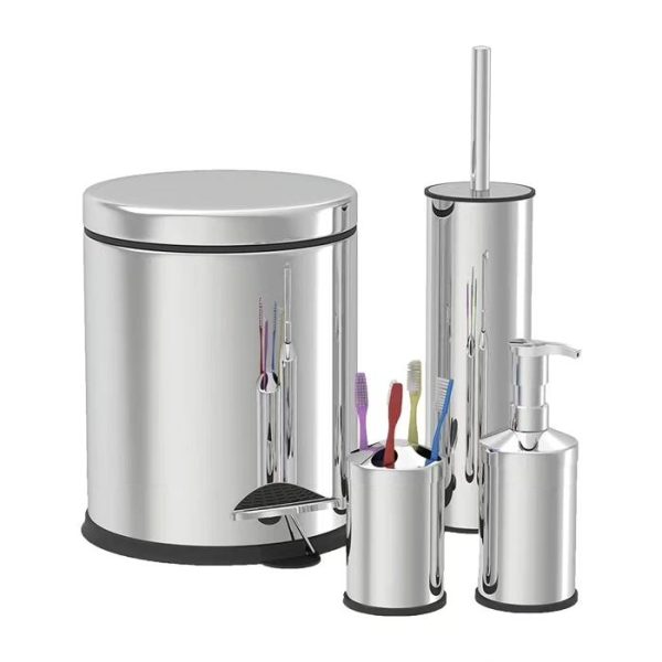 Set za kupatilo 4u1 INOX / nerđajući čelik / Gray , moderno kupatilo, dugotrajni set za kupatilo, INOX set za kupatilo