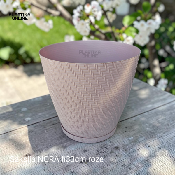 Plastična saksija NORA roze boje prečnika 33cm