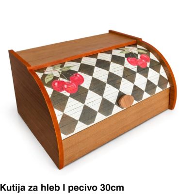 Drvena kutija za hleb i pecivo sa motivom trešanja