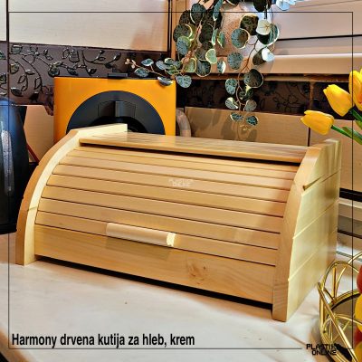 Kutija za hleb Harmony od punog drveta krem