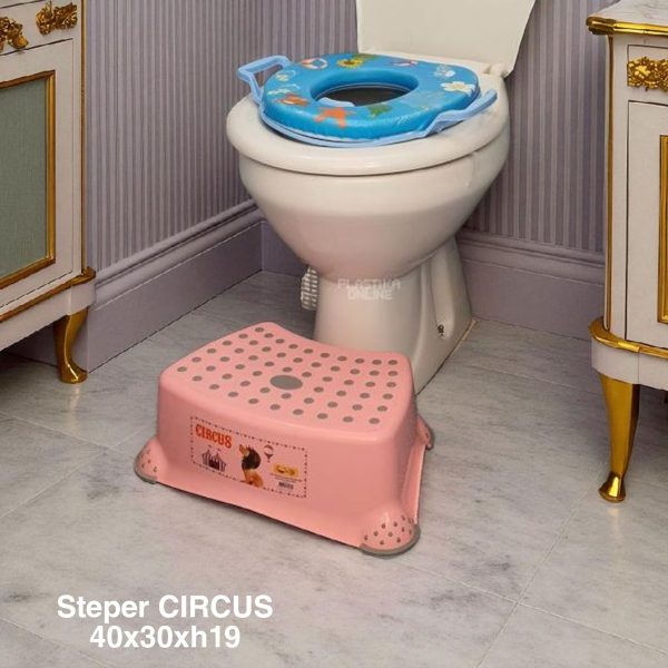 Steper CIRCUS roze 40 x 30 x h19cm, stepenik za decu, stepenice za decu, plasticne stepenice, stepenice za decu za kupatilo