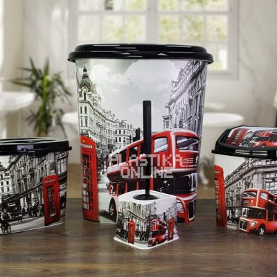 London kupatilski set Klik Klak (Korpa za veš i prašak, klik klak, wc četka)