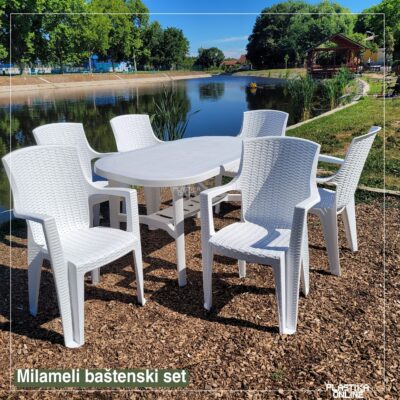 MILAMELI baštenski set - Beli (Milas sto i 6AMELIA stolica)