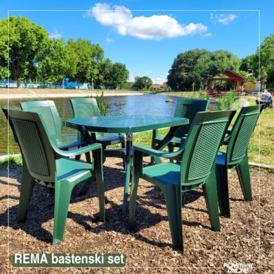 Baštenski set REMA - Zeleni (Ema ratan stolice 6 kom i ovalni sto 120x80cm)