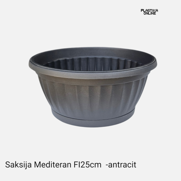 Saksija Mediteran FI25cm 4,5L antracit