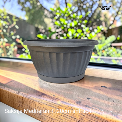 PLITKA SAKSIJA MEDITERAN FI 20 H 11/ 2,5L - ANTRACIT
