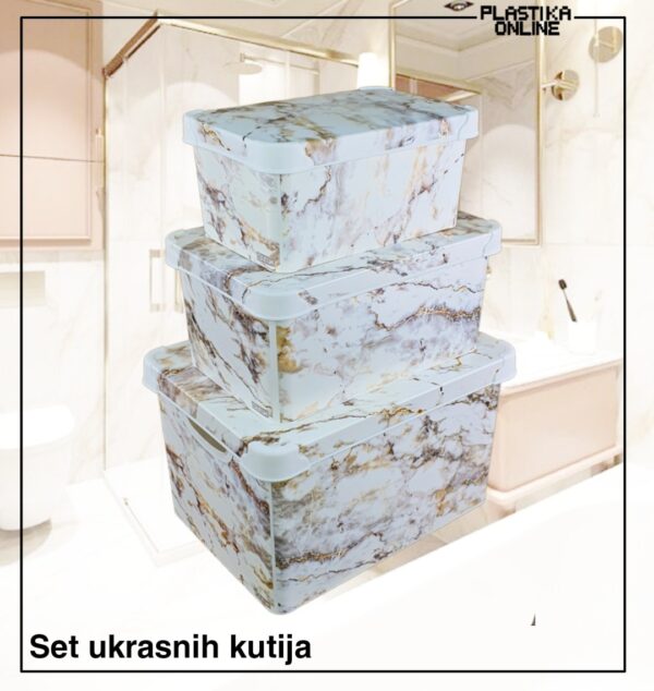 Kutije za odlaganje – Set ukrasnih kutija White Ceramic - Image 2