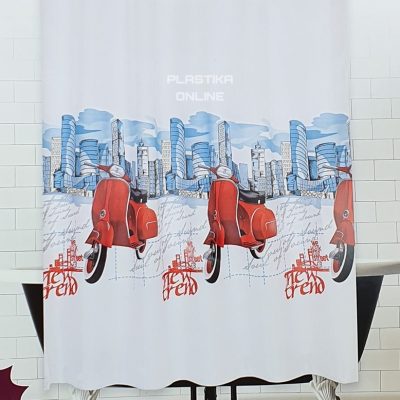 Jednodelna zavesa za kupatilo Motors 180x200cm