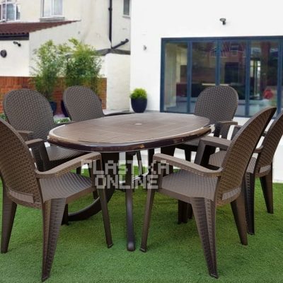 Baštenski set AVALA 6 - ovalni sto Orlando 140x100cm i 6 stolica Avala