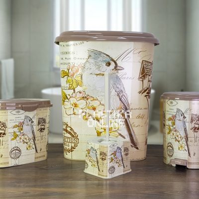 Bird 4 kupatilski set (korpa za veš i prašak, pedalka, wc četka)