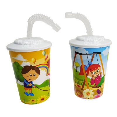 Dečija plastična čaša sa slamčicom 0,2