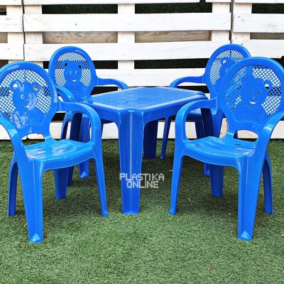 Dečiji set za sedenje KIDS (stočić Caffe i 4 stolice Violeta) plavi