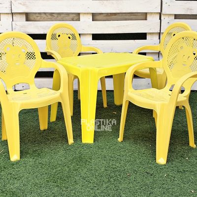 Dečiji set KIDS (stočić Caffe i 4 stolice Violeta) žuti