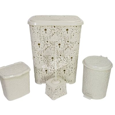 Kupatilski set IVY 4/1(korpa prljav veš, praškić, wc četka, pedalka) - BELA