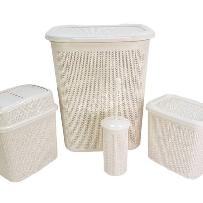 Kupatilski set KNIT USCAN 4/1 (veš korpa,praškić,kanta duplo klatno,četka)