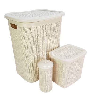 Kupatilski set KNIT Uscan 3/1 - kopra za veš, korpa za prašak, wc četka