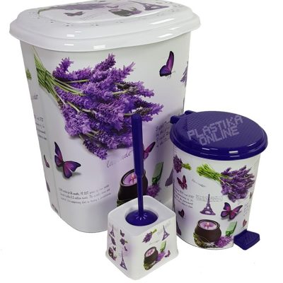 Kupatilski set LAVANDA 3/1 ( korpa za prljav veš, pedalka, wc četka )
