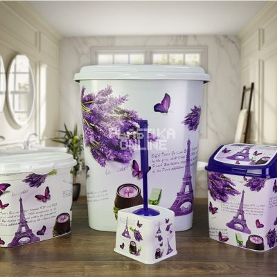 Lavanda kupatilski set Klik Klak (Korpa za veš i prašak, klik klak, wc četka)