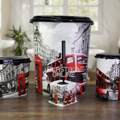 London 4 kupatilski set (korpa za veš i prašak, pedalka, wc četka)
