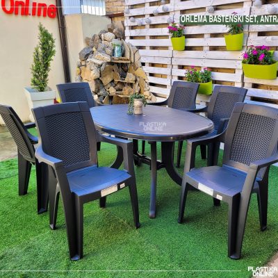 ORLEMA Baštenski Set - Antracit (Sto I 6 Stolica)