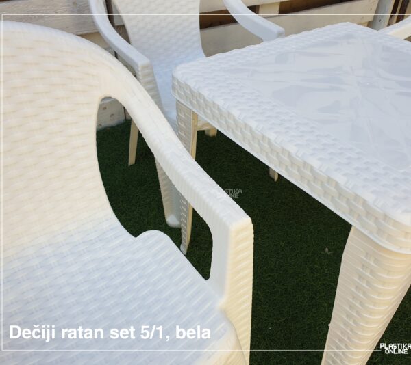 Dečiji set RATAN sto i 4 stoličice BELI - Image 2