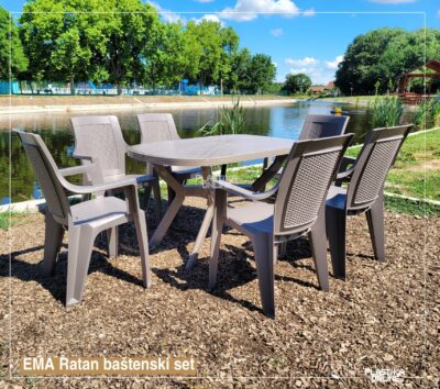 Baštenski set REMA - Moka (Ema ratan stolice 6 kom i ovalni sto 120x80cm)