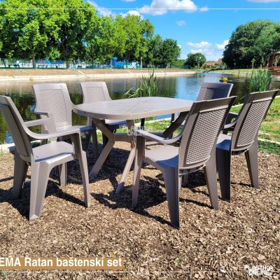 Baštenski set REMA - Moka (Ema ratan stolice 6 kom i ovalni sto 120x80cm)