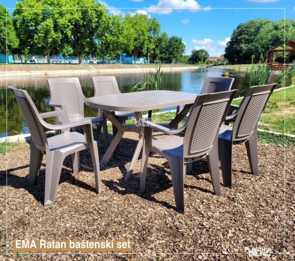 Baštenski set REMA - Moka (Ema ratan stolice 6 kom i ovalni sto 120x80cm)
