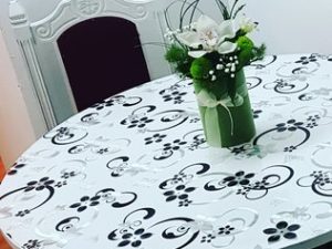 Silikonska mušema CRNO-SREBRNI-CVET rolna 100CM širine(cena po 10cm)