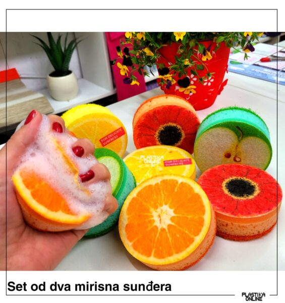 Mirisni sunđer - 2 kom Sunđer za pranje posuđa, Sunđer sa mirisom limuna, Sunđer za delikatno pranje , Sunđer za teže zaprljane stvari