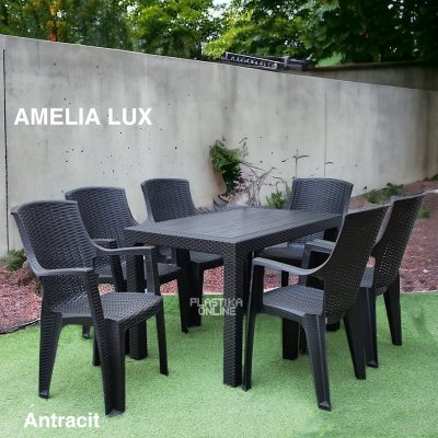 Baštenski set Amelia lux - Antracit (6 stolica i sto)