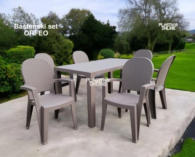 Baštenski set ORFEO 6 - Tamna Moka (6 stolica AVALA i 1 sto ORFEO 140)